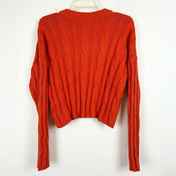 NWT Madewell Women's Cable Knit Fisherman Sweater in Roasted Squash Orange - Picture 11 of 13